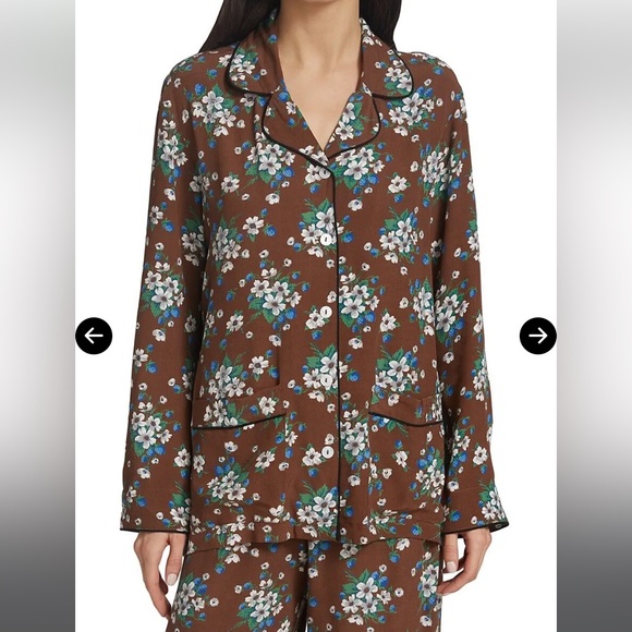 ✨NWT✨ Batsheva Floral Print Pajama Style Top in Brown Lily - Picture 7 of 7